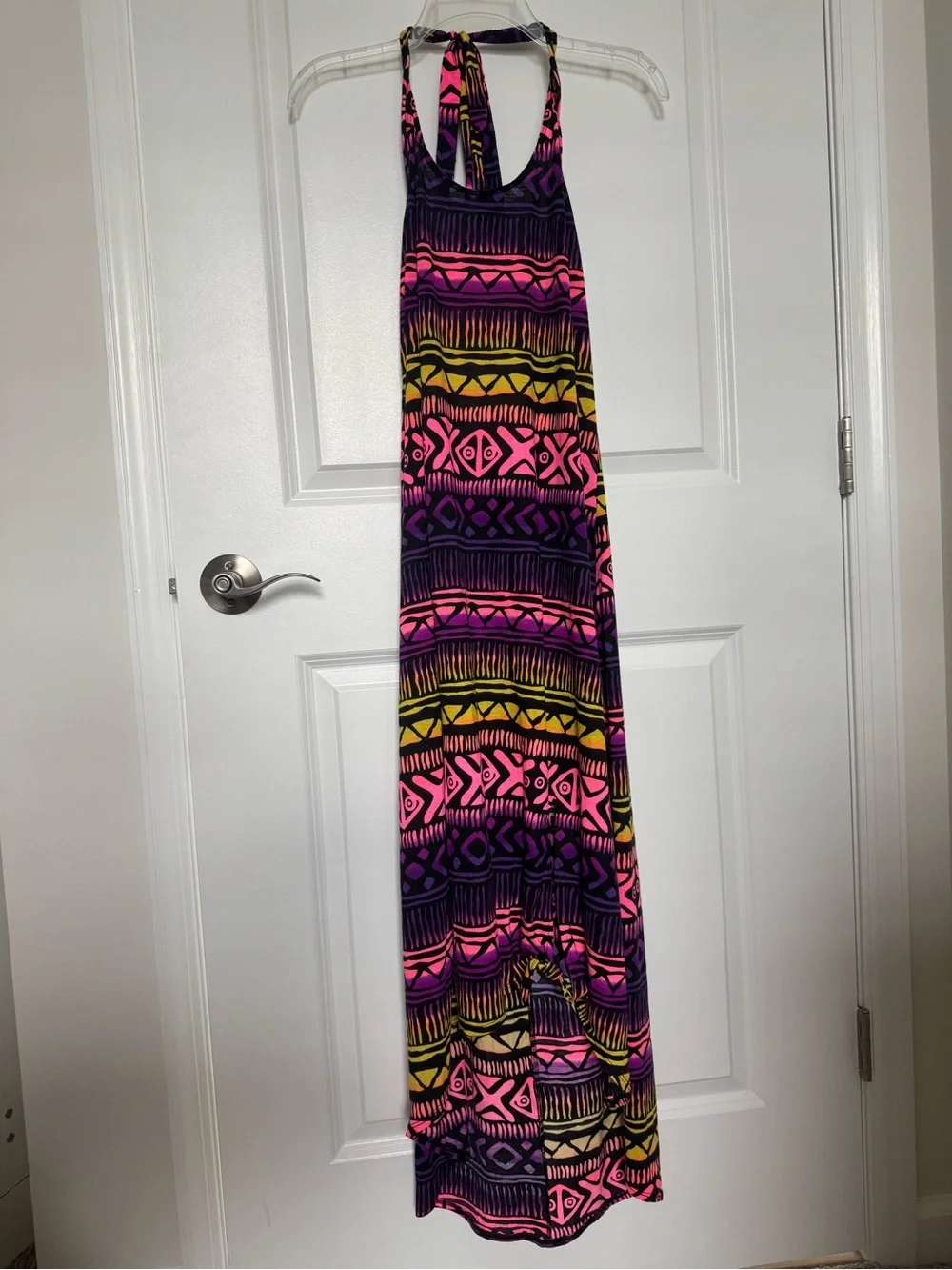 OP Neon Tribal Print Maxi Dress - Pink, Yellow, Purple, Black